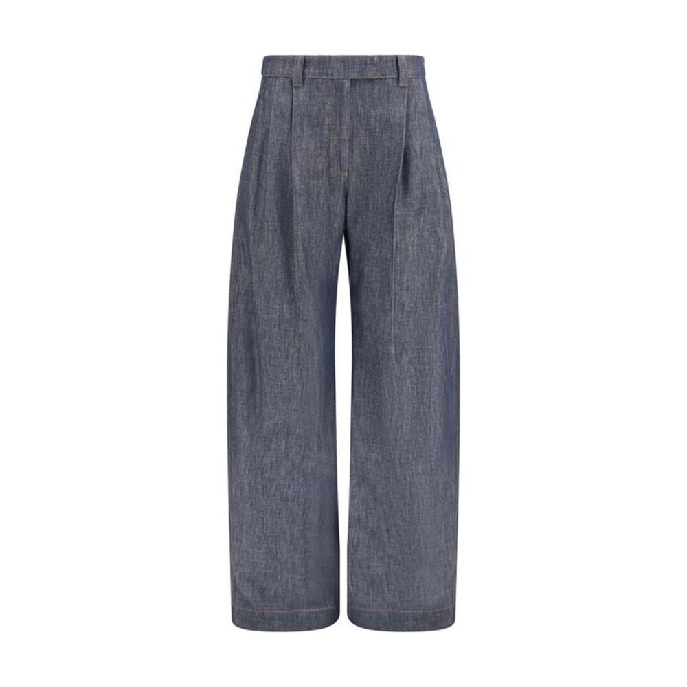 Brunello Cucinelli Blue Cotton High-Waisted Women's Jean
